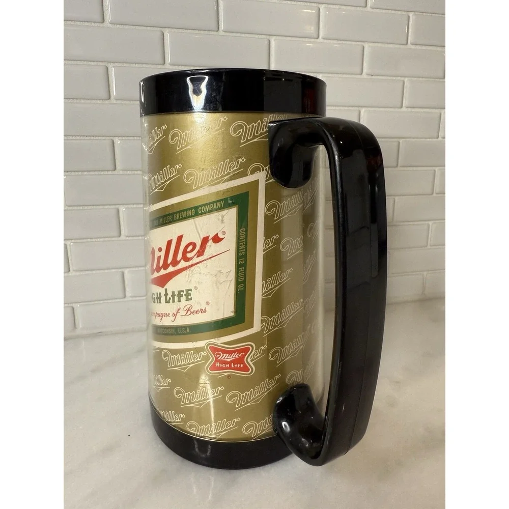 Vintage Miller High‎ Life Beer Plastic Thermo-Serv Stein Mug Champagne Of Beers